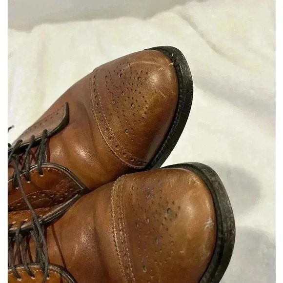 Allen Edmonds Sanford Oxford Dress Shoes‎ Cognac Brown Men's 8.5 E 5347 Cap Toe - Picture 4 of 7